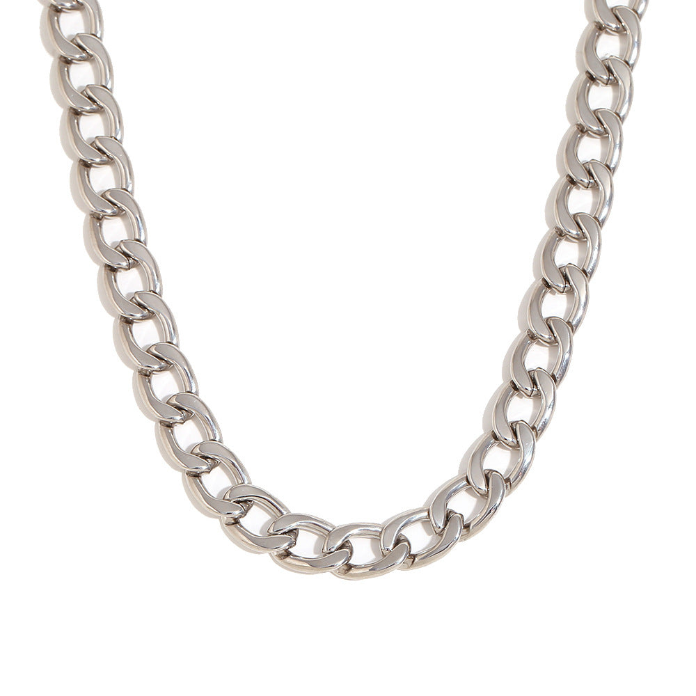 Wholesale Hip Hop Cuban Chain Necklace Stainless Steel 18K Gold Plated Two-tone Base Polished Chain